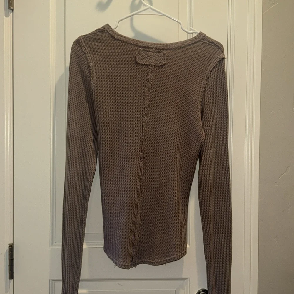We The Free-Free People Taupe Waffle Knit Top - Picture 2 of 3